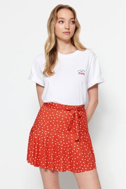 TRENDYOLMILLA K?rm?z? Etek Gorunumlu Yuksek Bel Mini Orme Sort TWOSS21SR0621 фото 51