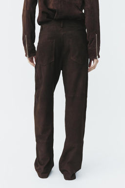 ZW COLLECTION LIMITED EDITION 100% SUEDE TROUSERS - Zara фото 4