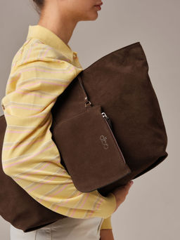 Замшевая сумка шоппер Texas DBR 31390 кофе фото 4