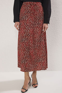 Trendyolmilla Bordo Retro Desenli Maroken Dokuma Uzun Etek TWOSS25ET00182  фото 3