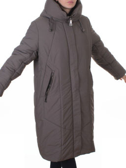 A615 GRAY/BEIGE Пальто зимнее женское (верблюжья шерсть, 120 гр. холлофайбер) - Фабричный китай фото 2