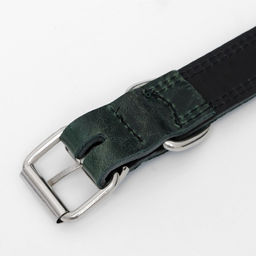 Ошейник кожанный двухслойный 3 см, ОШ 35-47 см, изумрудный - Пижон фото 5