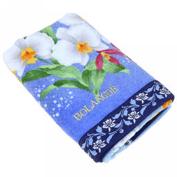 "Япония-2045" Полотенце махровое 34х78см, плотность 300гр/м2, 100% хлопок, "Ирисы", синий, Bolangde (Китай)