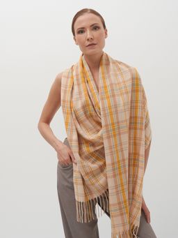 В составе шерсть Большой, мягкий, теплый двусторонний палантин с рисунком в стиле арт-деко.