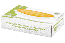 Блюдо д/зап и серв 35*24*8 см 2,5 л Веточки-цветочки овал + дерев. крышка-подставка - Elan gallery фото 6