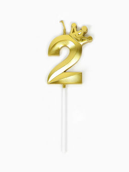 Цена за 3 шт. Свеча для торта «Корона» цифра 2