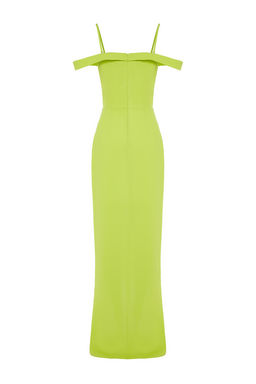 Светло-зеленое вечернее платье с воланами и выпускное платье из коллекции X Zeynep Tosun TCLSS23AE00011