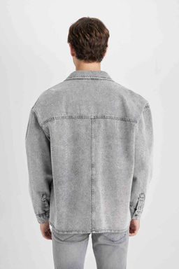 Джинсовая рубашка оверсайз с длинными рукавами - Defacto фото 8