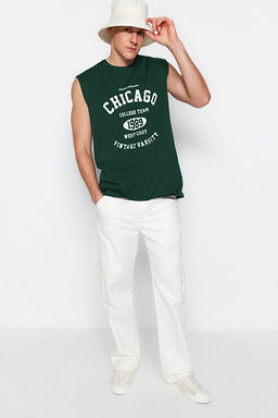 Z_mr_t Ye_ili Oversize/Geni_ Kesim _ehir Bask_l_ %100 Pamuk Kolsuz T-Shirt/Atlet TMNSS23AL00008 - Trendyolmilla фото 2
