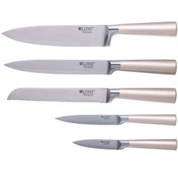 Набор ножей "SHEF" 6предметов (5ножей+подставка), золотая ручка