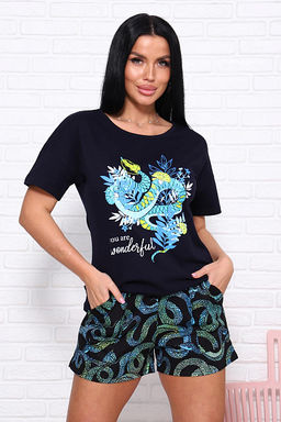 Костюм с шортами, принт (01030. бирюзовый) - Плиона фото 15