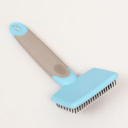 Пуходерка с прорезиненной ручкой, закругленные зубья, малая, 6,5 х 14,5 см, бирюзовая - Пижон фото 2