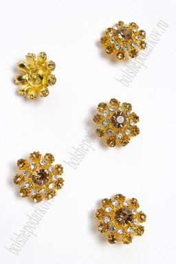 Кабошон-пуговица флоризель металл "Цветок" XX-904 (5 шт) SF-2078, золото/серебро