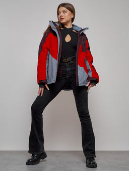 Горнолыжная куртка женская зимняя большого размера красного цвета 2308Kr - Mtforce фото 11