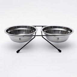 Набор из 2 мисок на подставке, 2500 мл, чёрная подставка - Пижон фото 3