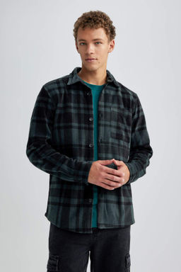 Regular Fit Kareli Polar Uzun Kollu Gomlek - Defacto фото 5