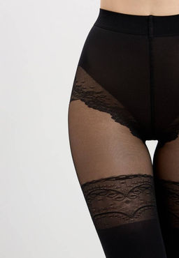Колготки фантазийные CONTE Колготки с имитацией ажурных чулок DELIGHT nero - Conte elegant фото 8
