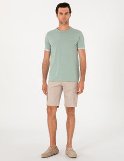 Bej Comfort Fit %100 Pamuk Bermuda _ort