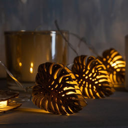 Гирлянда Нить 2.5 м с насадками Листочек, IP20, прозрачная нить, 10 LED, батарейки AAх2 (нет в комплекте), свечение тёплое белое - Luazon lighting фото 3