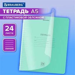 Цена за 2 шт.Тетрадь 24л. Brauberg линия "Smart Cover. Зеленая" (405035) пластиковая обложка