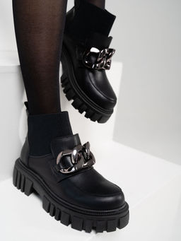 Ботинки 348.21153bl.Черный/шерсть