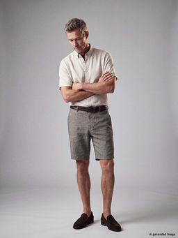 Regular Fit Keten Kar??ml? Erkek ?ort