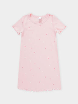 К 1180/бежево-розовый,сердечки и колокольчики сорочка ночная для дев