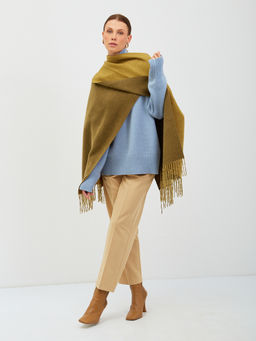 В составе шерсть и кашемир! теплый двусторонний палантин - Tantino фото 4