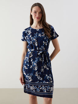 Bisiklet Yaka ?i?ekli Elbise