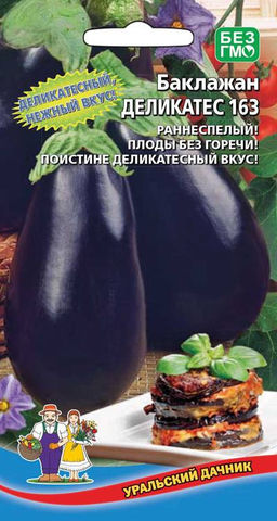 Баклажан ДЕЛИКАТЕС 163  Деликатесный, нежный вкус! Плоды без горечи! Раннеспелый!