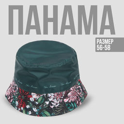 Панама Цветы, цвет зелёный, 56-58 рр.
