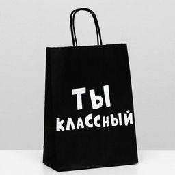 Цена за 10 шт. Пакет крафт Ты классный, 18 х 8 х 25 см