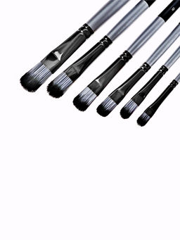 Набор кистей для рисования, синтетика, 6 штук: № 2, 4, 6, 8, 10, 12, плоские, закругленные, чёрно - серые, международный размер