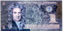Банкнота 1 драгон 2013 года Колумбия  Исаак Ньютон