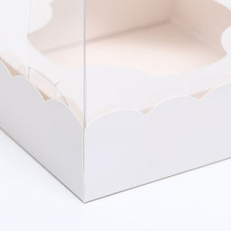 Коробка для пирожных с ложементом, белый,15×15×14 см