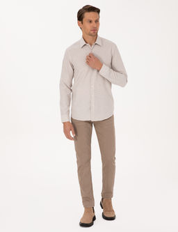Bej Slim Fit Uzun Kollu G_mlek