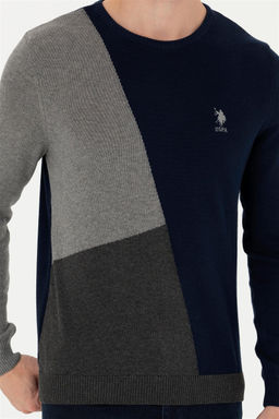 Свитер U.S. Polo Assn мужской серый меланжевый хлопок  фото 6