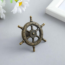 Цена за 2 шт. Ручка для шкатулки металл «Штурвал», бронза, 5.5×5.5×2.5 см