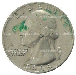 Монета 25 центов (1/4 доллара) 1966 года США
