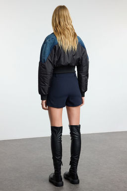 TRENDYOLMILLA Lacivert Premium Kalite Pileli Dokuma Sort Etek TWOAW24SR00034  фото 5