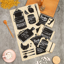 Набор кухонных полотенец Доляна Кофе 35х60 см - 4 шт, 100% хл