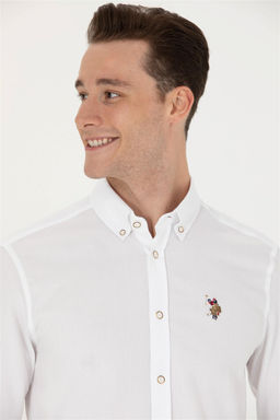 U. S. Polo Assn Мужская белая базовая рубашка с длинным рукавом - U.s. polo assn фото 2