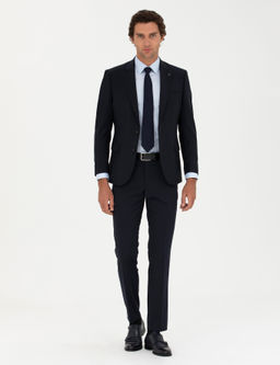 Классическая куртка приталенного кроя из смесовой шерсти темно-синего цвета - Cacharel фото 4