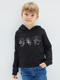 Kap??onlu Kral ?akir Bask?l? Uzun Kollu Erkek ?ocuk Sweatshirt - Waikiki фото 3