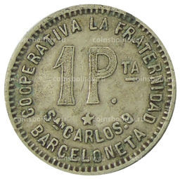 Монета 1 песета 1915 года Испания  Барселона