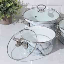 ЭМ_Набор 3 пр.Белый мрамор-1-Элит (1,9л*2,5л*3,7л) (белая) Россия