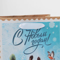 Пакет подарочный новогодний крафтовый «Белочка», MS 18 х 23 х 10 см