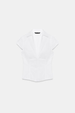 TOP POPEL?N CORSETERO LUNARES / Blanco
