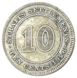 10 центов 1926 года Стрейтс Сетлментс