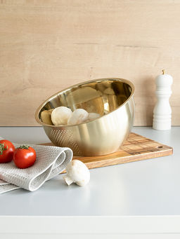 Дуршлаг 22x15x8, 3 л светло-золотистый нержавеющая сталь - Denastia фото 5